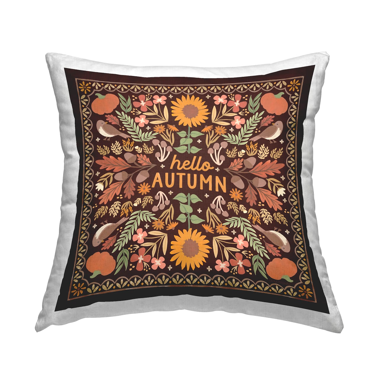 Stupell Industries Hello Autumn on Brown Decorative Printed Throw Pillow